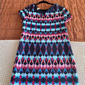 J. Crew Women’s Dress with Pink and Blue Geometric Pattern